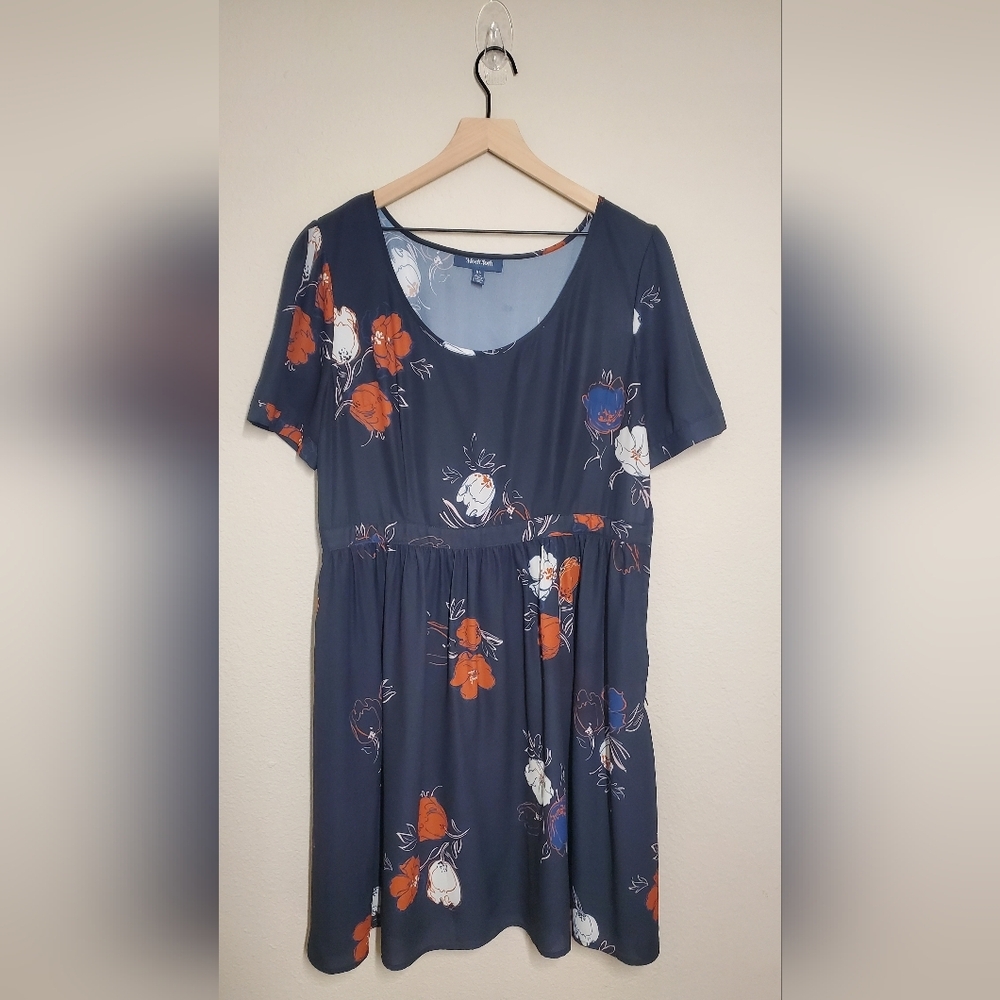 ModCLoth XL Navy Fresh Spring Floral Pint Mini Dress
